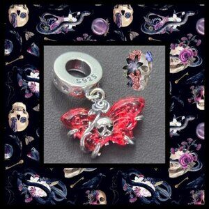 🎃 Red‎ Butterfly Skull Charm (NWOT)